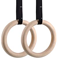 Los mejores  - Femor Anillas de Gimnasia- Anillos de Gimnasia de Madera con Correas Hebillas Ajustable- Anillas Entrenamiento…